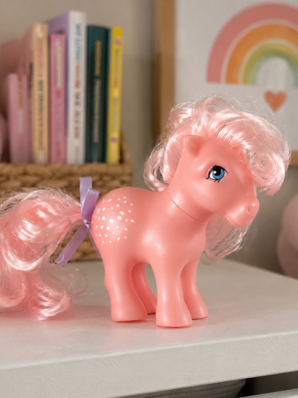 My Little Pony G1 Style Pink Pony Figure Purple Ribbon Pink Hair Hasbro 2017